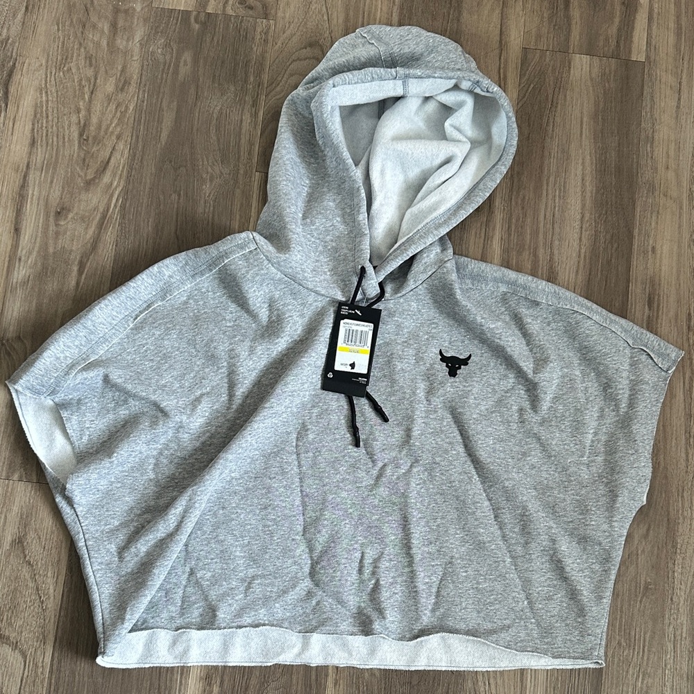 Under Armour Project Rock Cropped sleeveless Hoodie Sweatshirt Womens